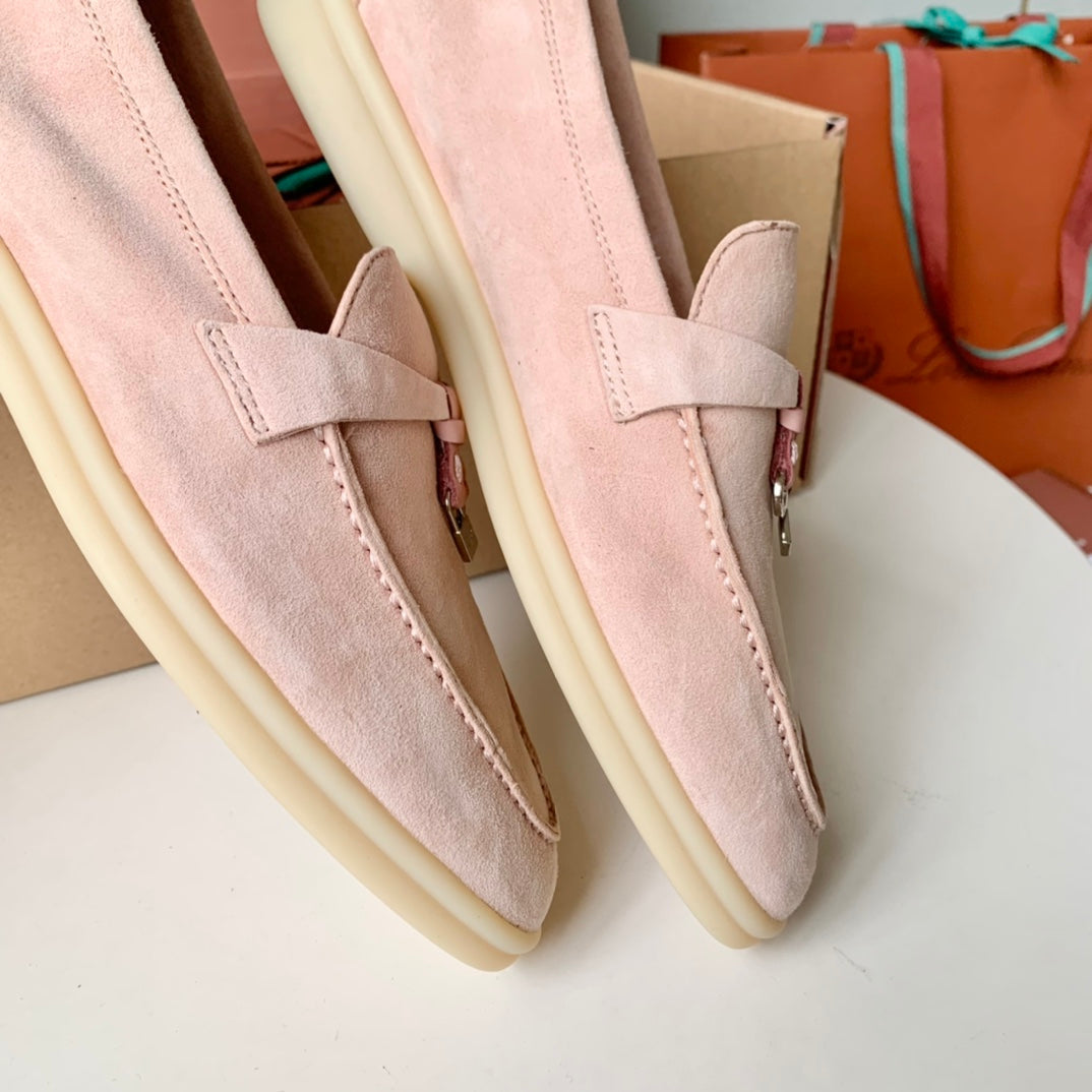 Light Pink Suede Summer Charms Walk Loafers