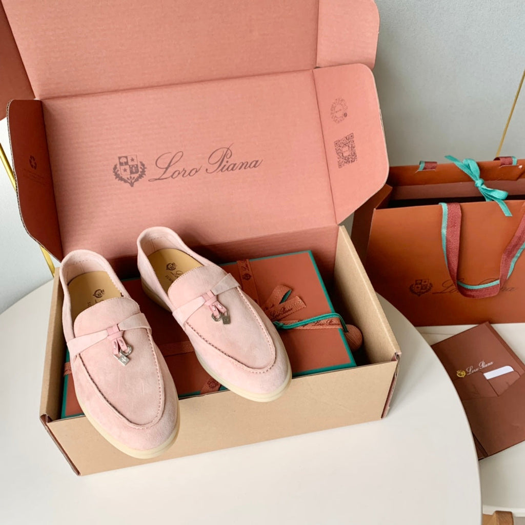 Light Pink Suede Summer Charms Walk Loafers