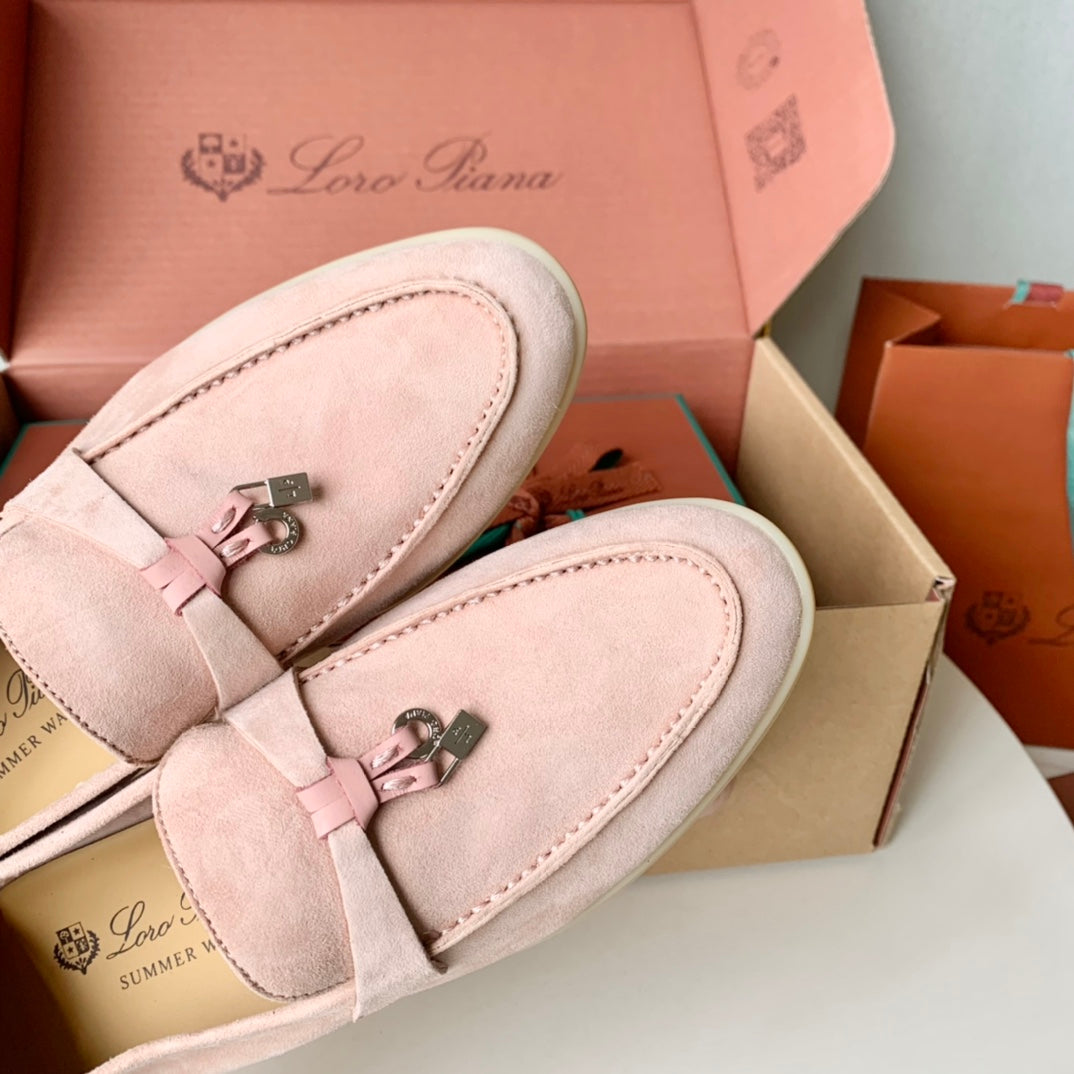 Light Pink Suede Summer Charms Walk Loafers