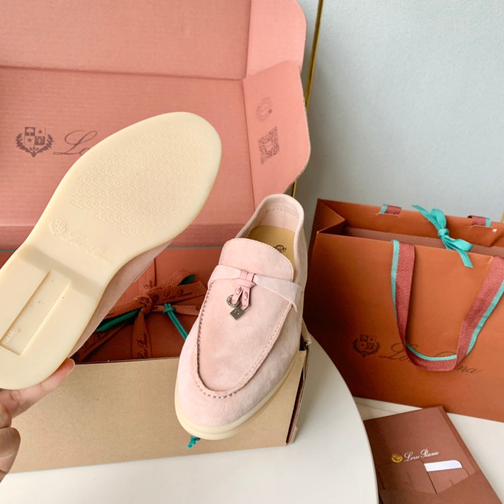 Light Pink Suede Summer Charms Walk Loafers