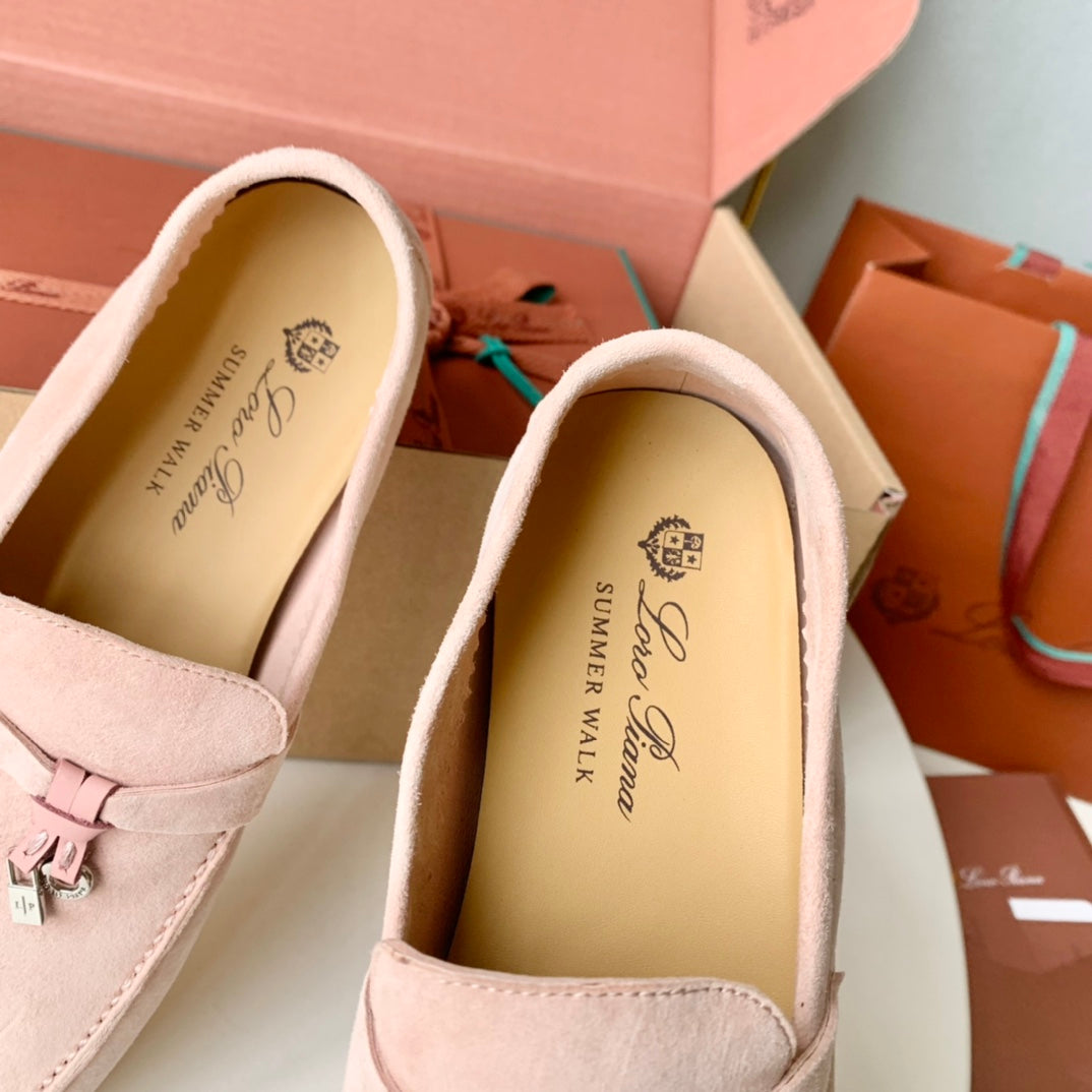 Light Pink Suede Summer Charms Walk Loafers