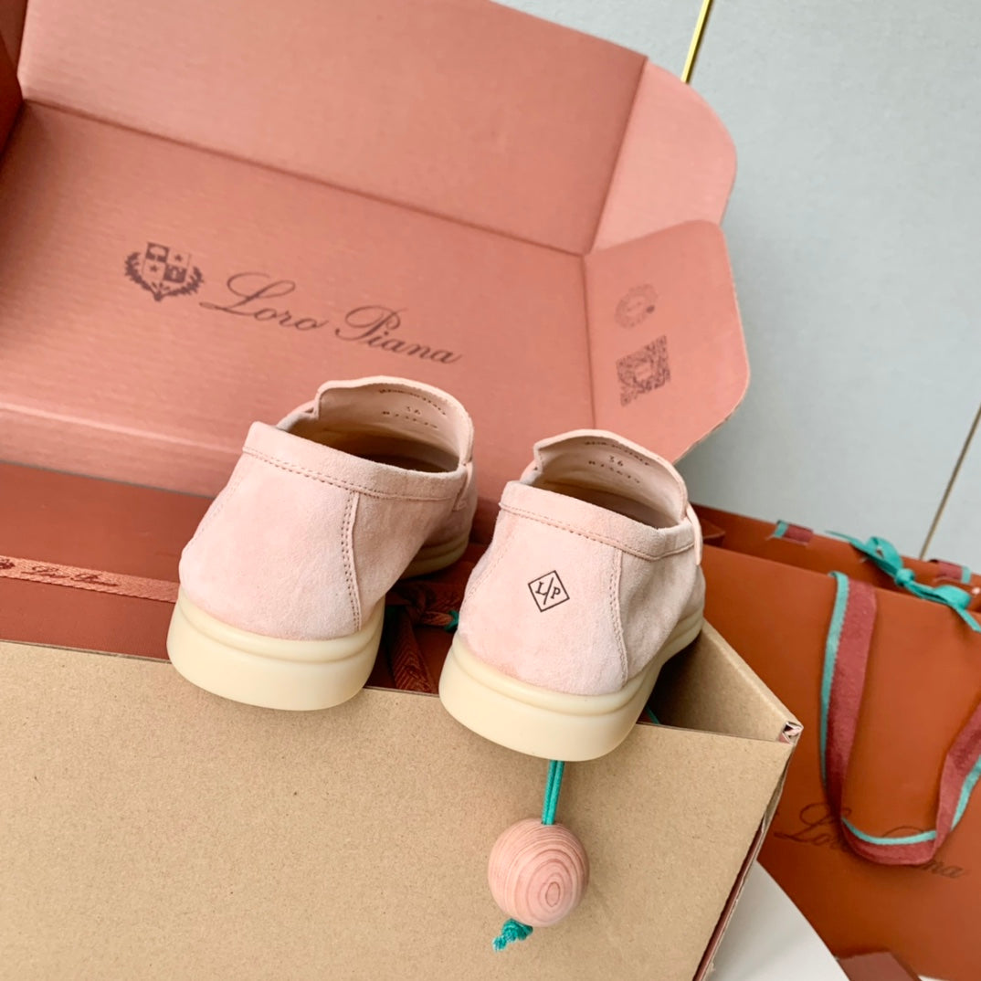 Light Pink Suede Summer Charms Walk Loafers