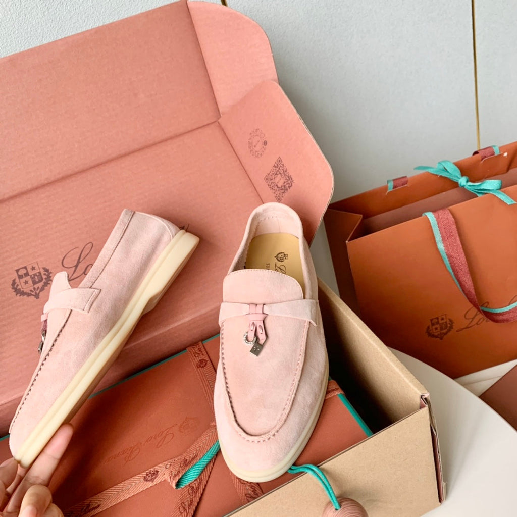 Light Pink Suede Summer Charms Walk Loafers